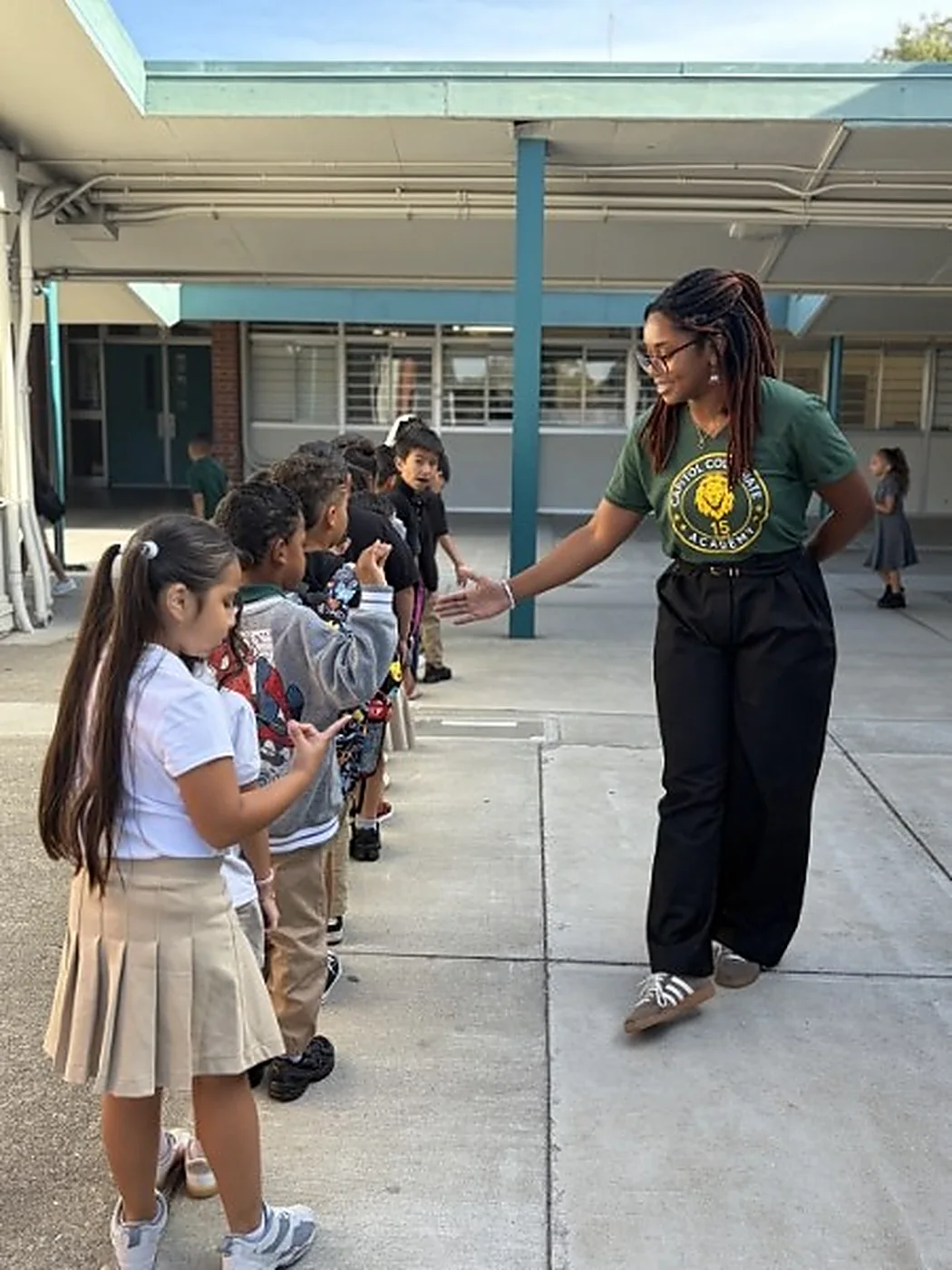 Capitol Collegiate students lined up in uniform